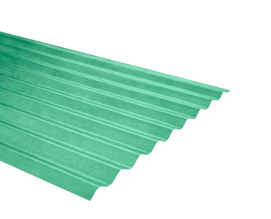 Plancha Fibra de Vidrio (FRP) Onda Zinc P9 0.91m x 1.22m x 0.5mm Verde